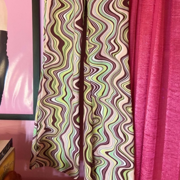 Shein Abstract Swirl Pattern Retro Flare Maximalism Pants Women’s Size Small - Picture 2 of 5